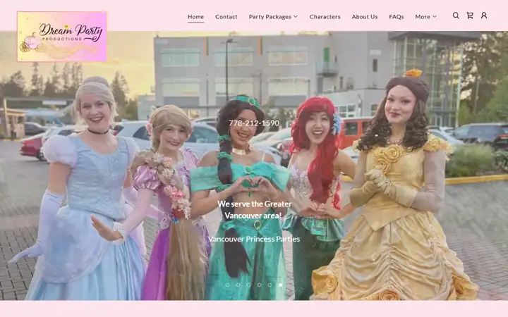 Dream Party Productions homepage captured September 2026