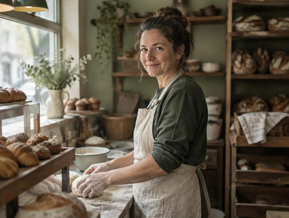 Marisa, the owner, at the bakery counter